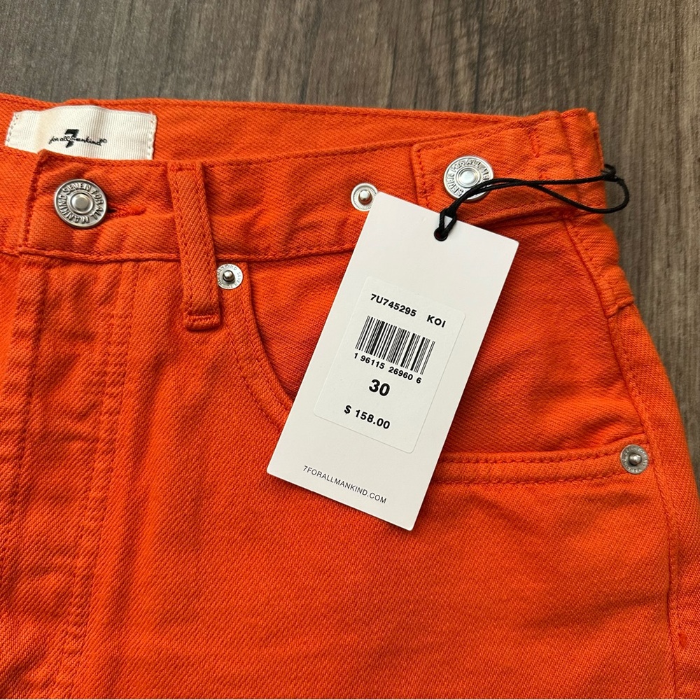 7 For All Mankind Cutoff denim Shorts Women’s Size 30 Orange - Picture 2 of 7